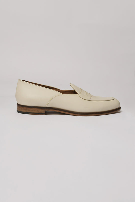 Italian Leather Loafers Ivory Cream