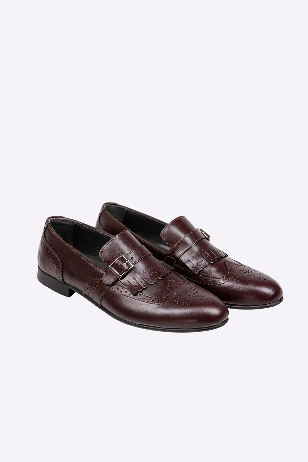 Wingtip Monk Strap Loafers Burgundy | Lodevole Wingtip Monk Strap Loafers Burgundy | Lodevole