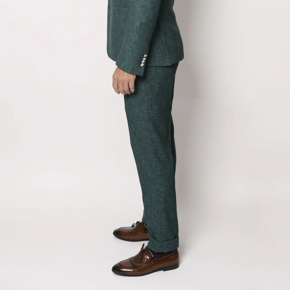Lodevole Mens Zignone Slim Fit Trousers Dark Teal Side View