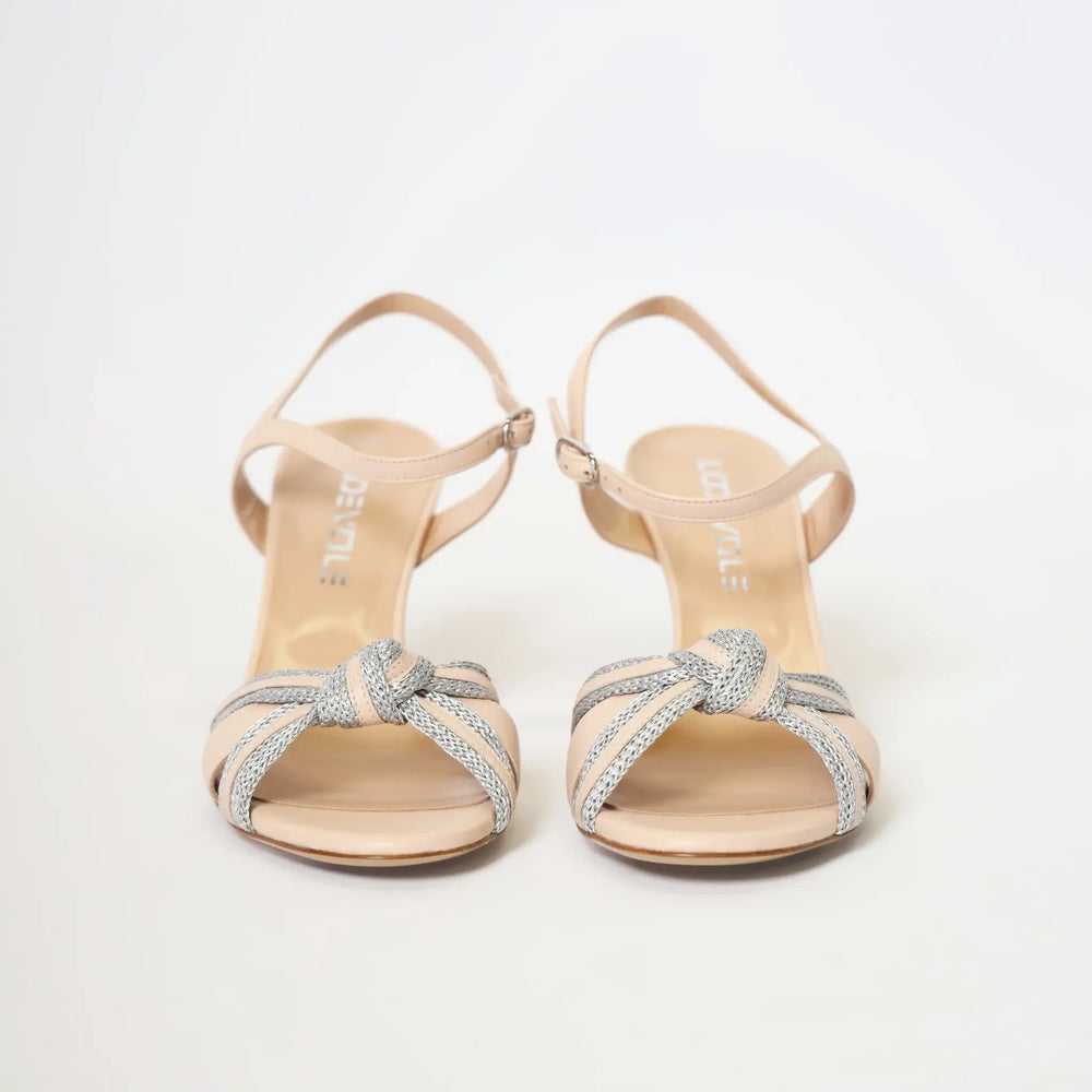 Lodevole Womens Divine Details Knotted Sandals Creme Beige Front View