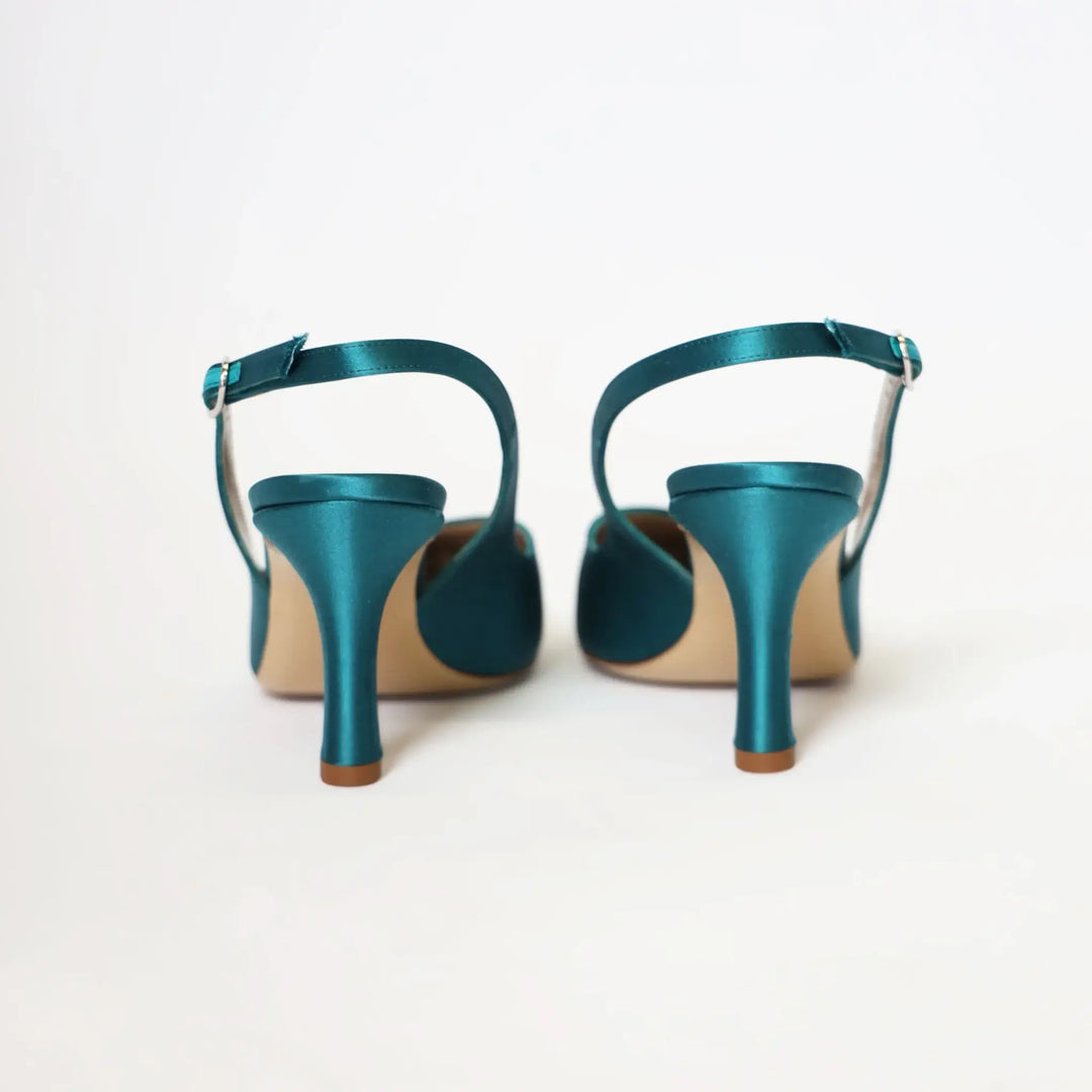 Lodevole Womens Style Squad Italian Heels Teal Blue Back View