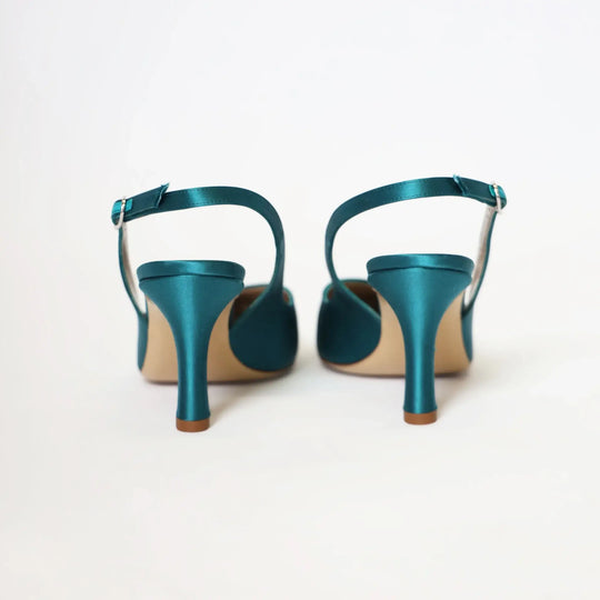 Lodevole Womens Style Squad Italian Heels Teal Blue Back View