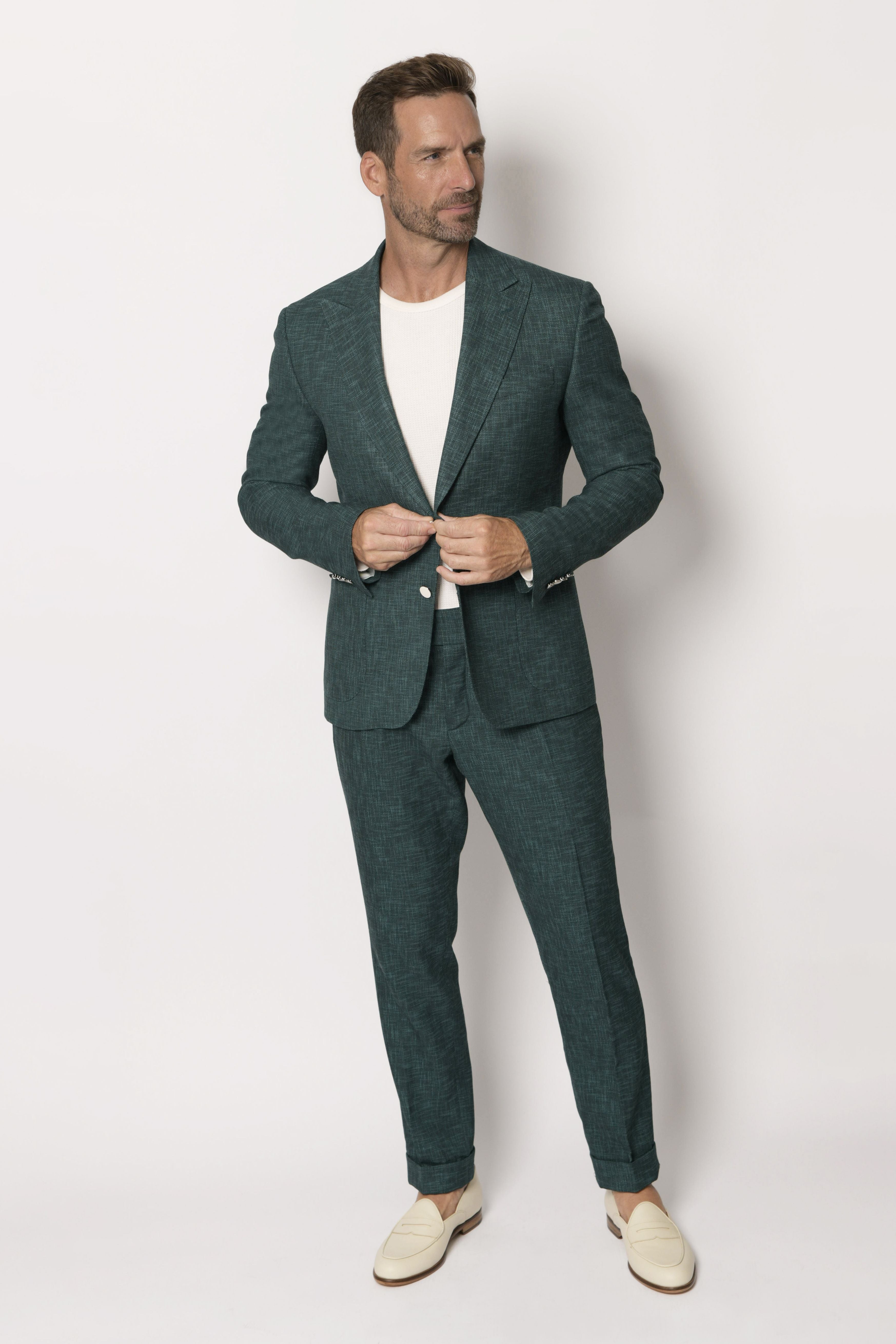 Dark Teal Single Breasted Italian Wool jacket Slim Fit