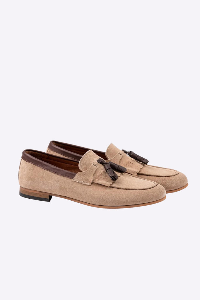 Two-toned Kiltie Tassel Loafers Beige | Lodevole display picture 1