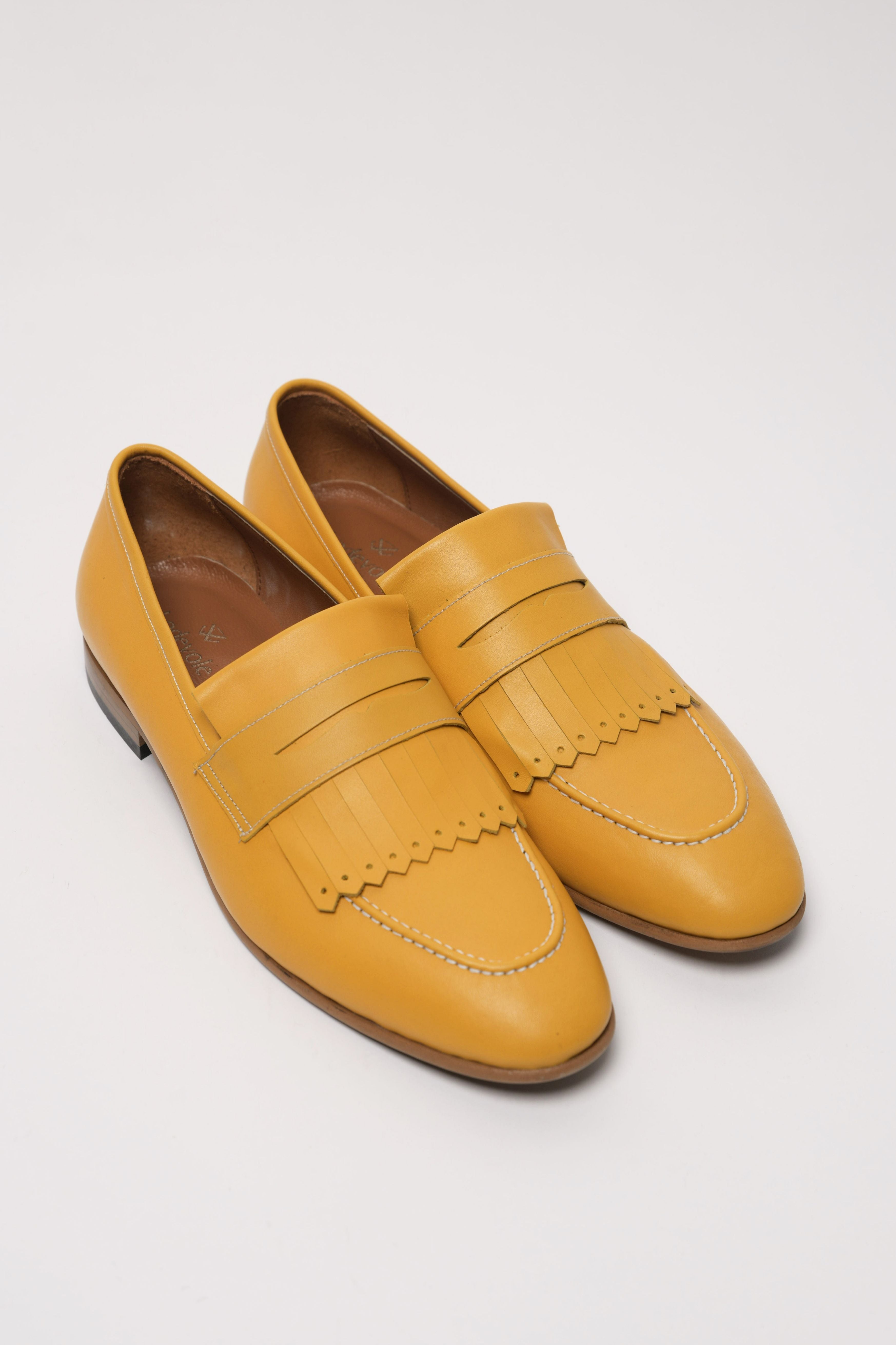 Kiltie Penny Loafers Mustard Yellow | Lodevole