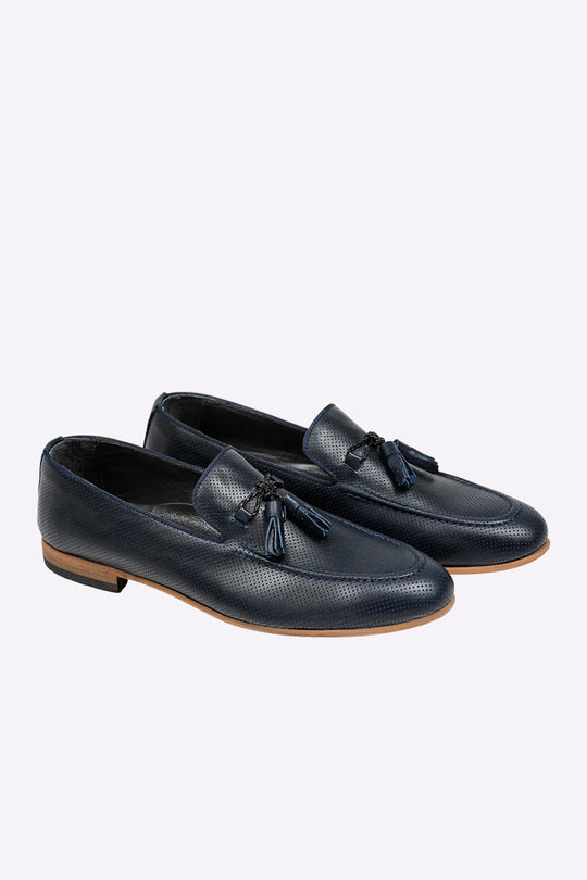 Quasten-Loafer Dunkelblau