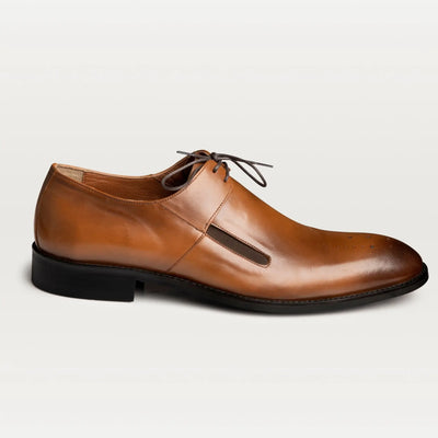 Lodevole Mens Burnished Derby Shoes Brown Right Side View