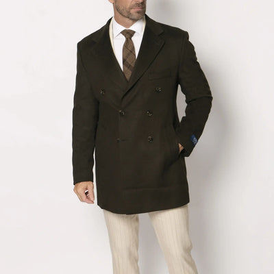 Lodevole Men's Double-breasted Coat Dark Olive Front