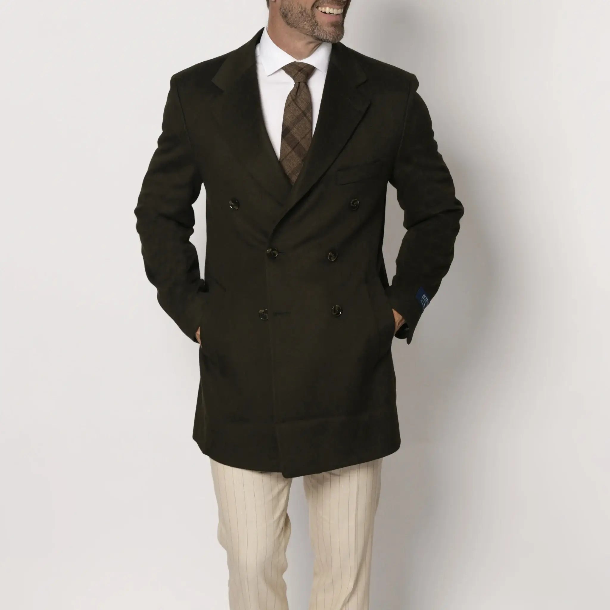 Lodevole Men's Double-breasted Coat Dark Olive Thumbnail