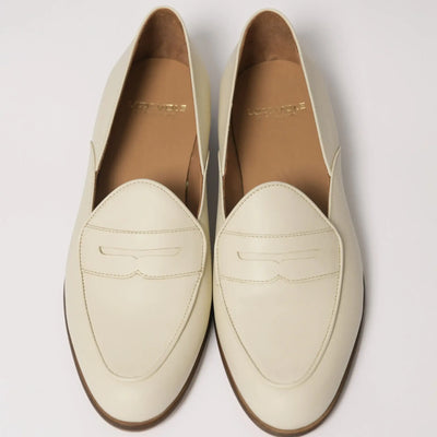 Lodevole Mens Italian Loafers Ivory Cream Above View