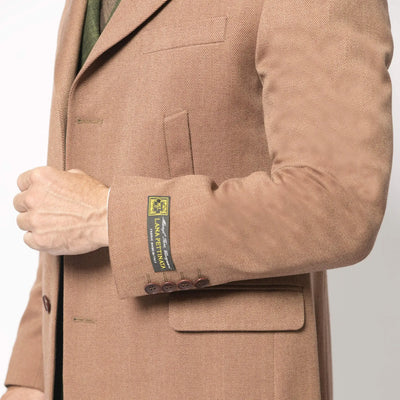 Lodevole Men's Mid-length Winter Coat Brown Closeup on Side