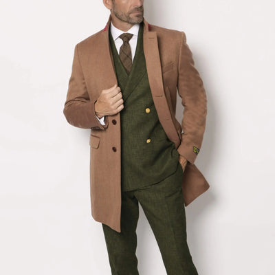 Lodevole Men's Mid-length Winter Coat Brown Front Alternative