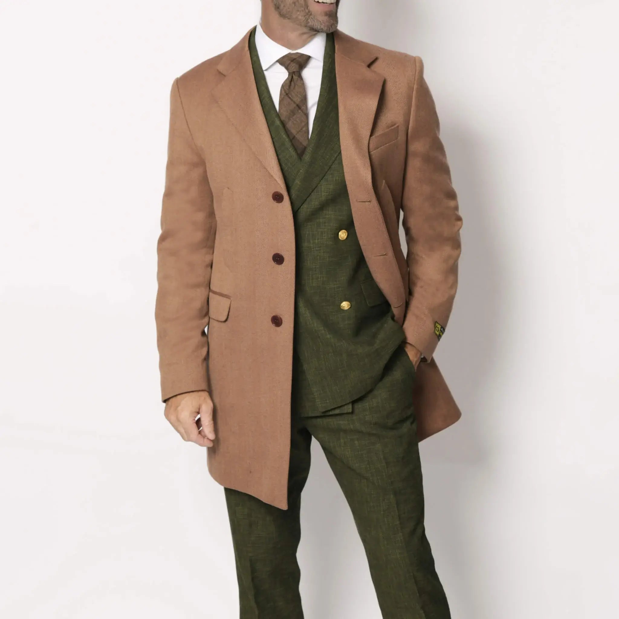 Lodevole Men's Mid-length Winter Coat Brown Front Thumbnail