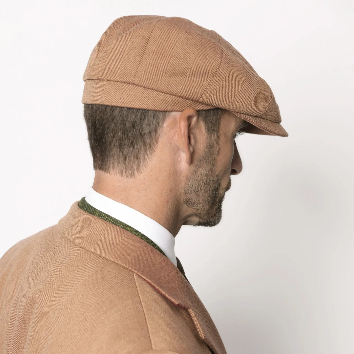 Lodevole Mens Newsboy Cap Brown Back Isometric View