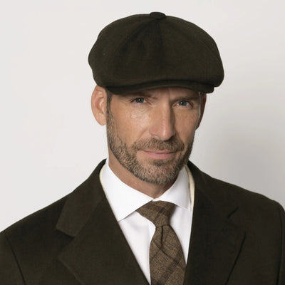 Lodevole Mens Newsboy Cap Dark Olive Front View