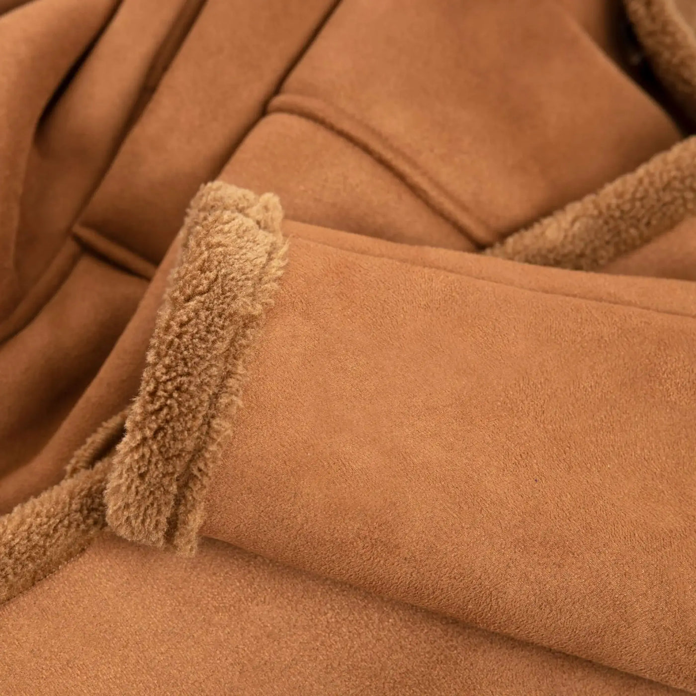 Lodevole Men's Sherpa Lined Coat Caramel Brown Cuff and Sleeve