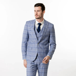 Slim Fit Blazer Blue and White Plaid