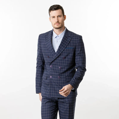 Slim Fit Blazer Blue Grey Check
