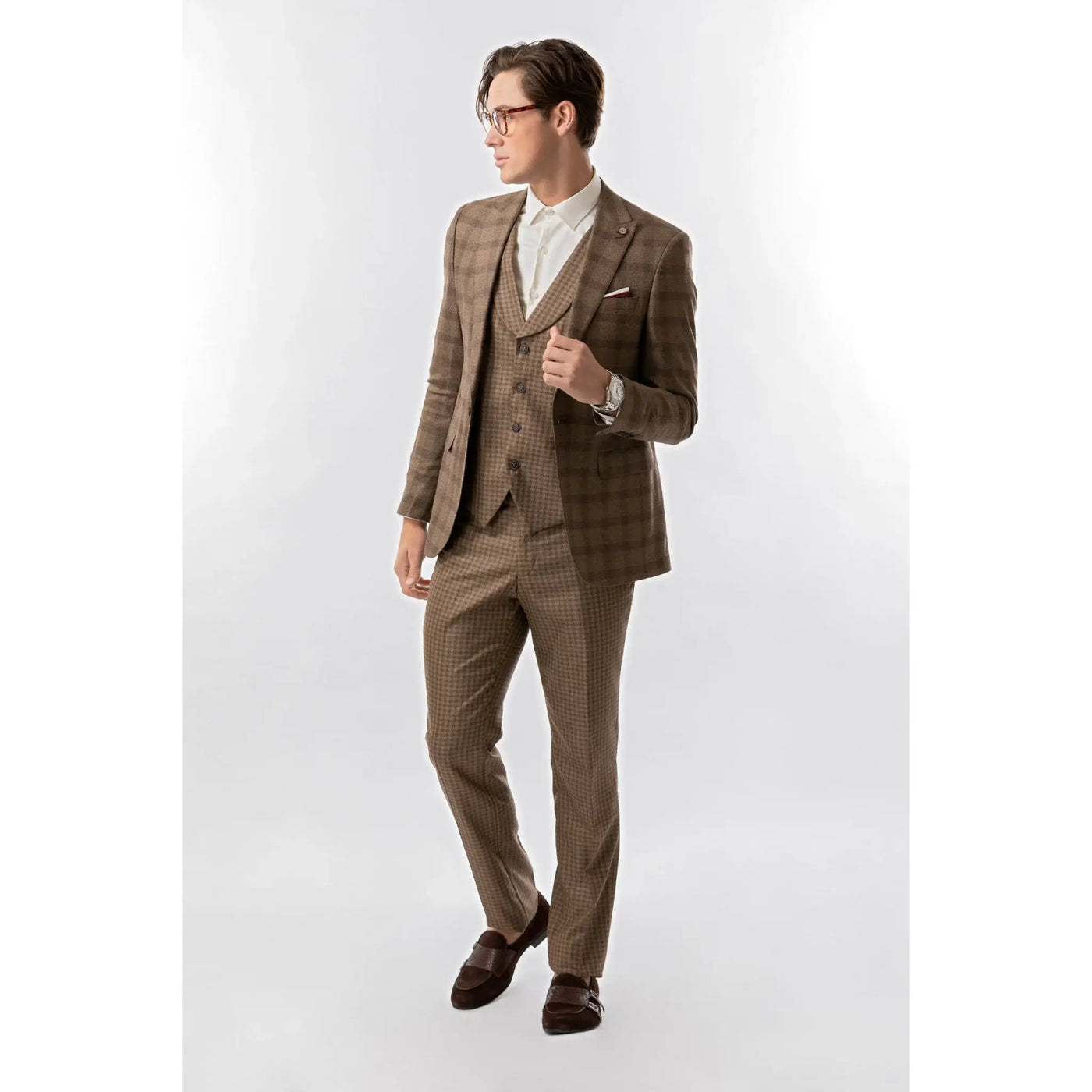 Lodevole Mens Slim Fit Blazer Brown Plaid And Check Outfit