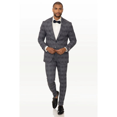Lodevole Mens Slim Fit Travel Trousers Black Plaid Outfit