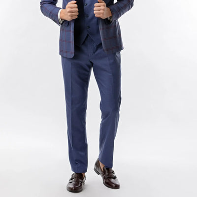 Lodevole Mens Slim Fit Trousers Dark Blue Front View