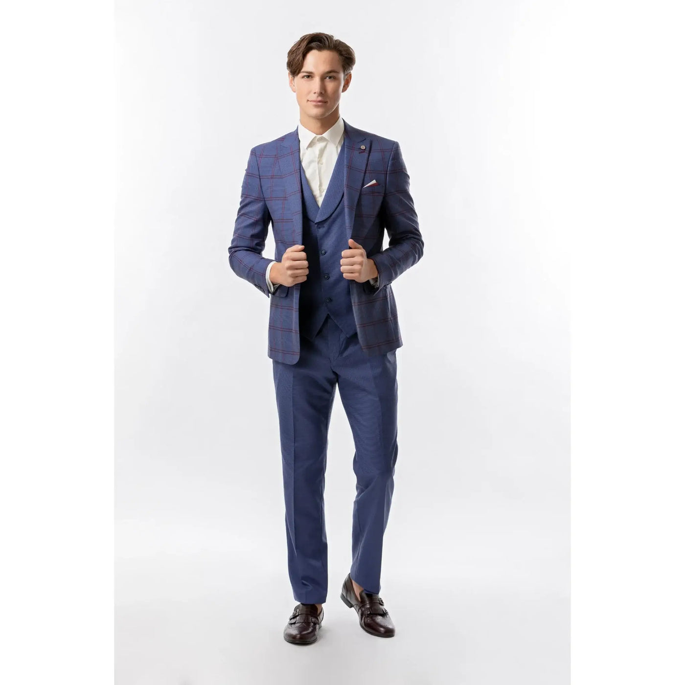 Lodevole Mens Slim Fit Trousers Dark Blue Outfit