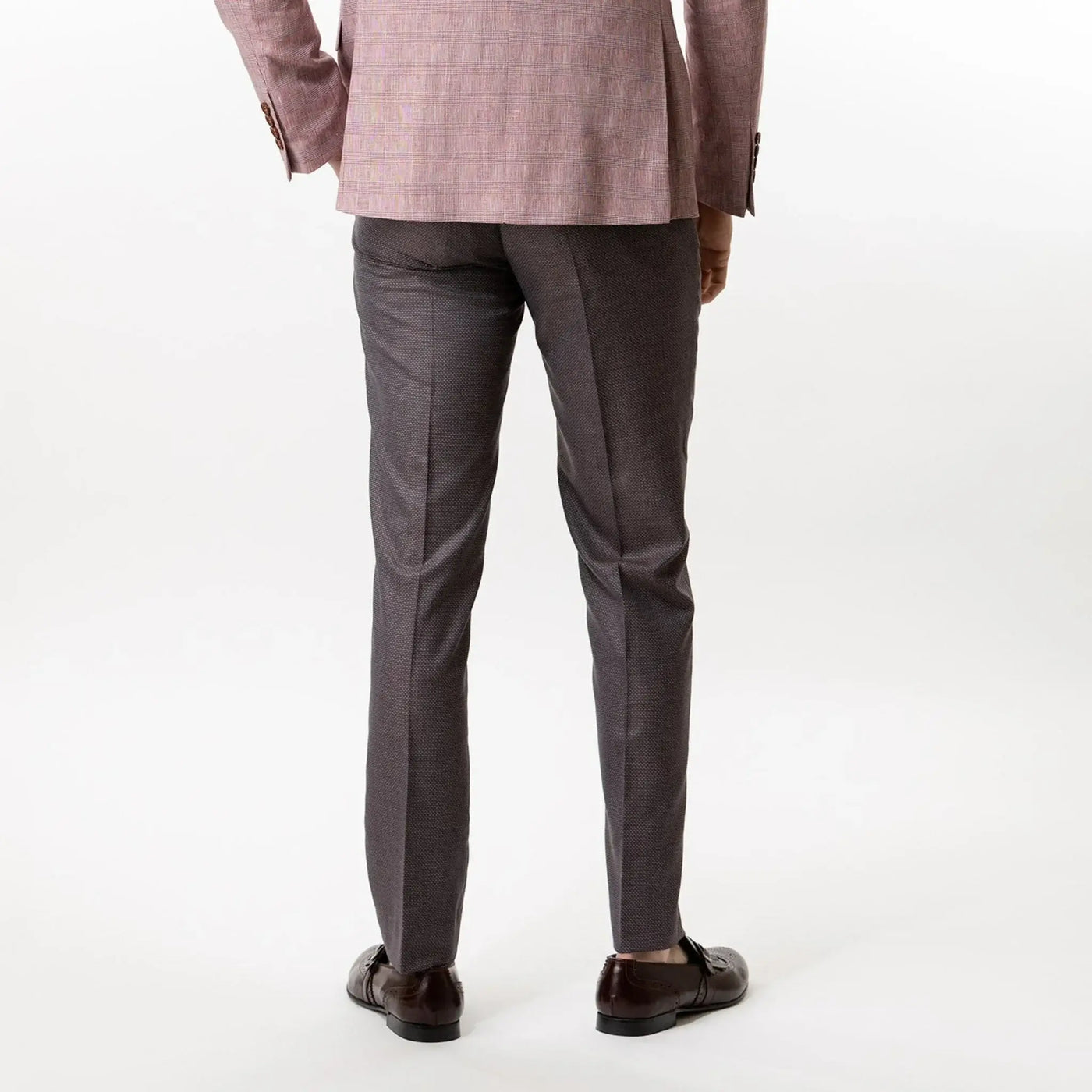 Lodevole Mens Slim Fit Trousers Dark Burgundy Back View