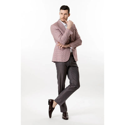 Lodevole Mens Slim Fit Trousers Dark Burgundy Outfit