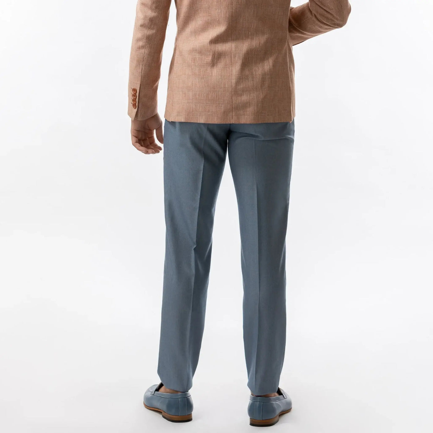 Lodevole Mens Slim Fit Trousers Light Blue Back View
