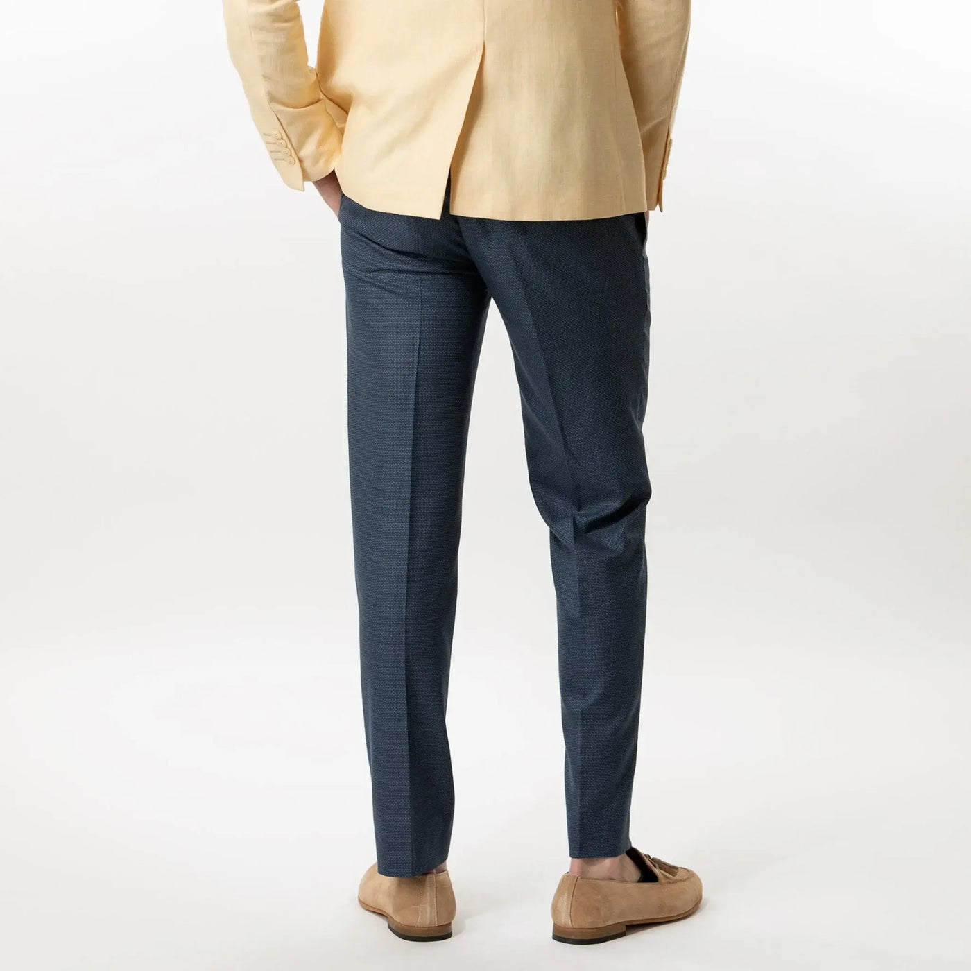 Lodevole Mens Slim Fit Trousers Midnight Blue Back View