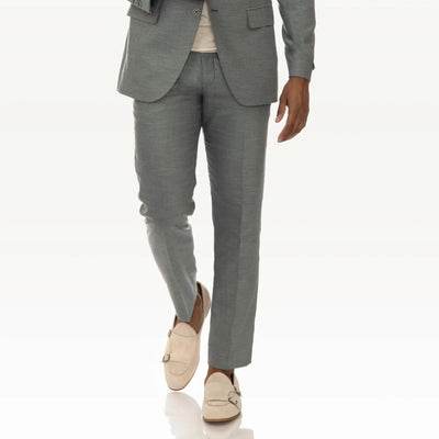 Lodevole Mens Slim Fit Trousers Sea Green Front View