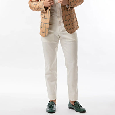 Lodevole Mens Slim Fit Trousers White Front View