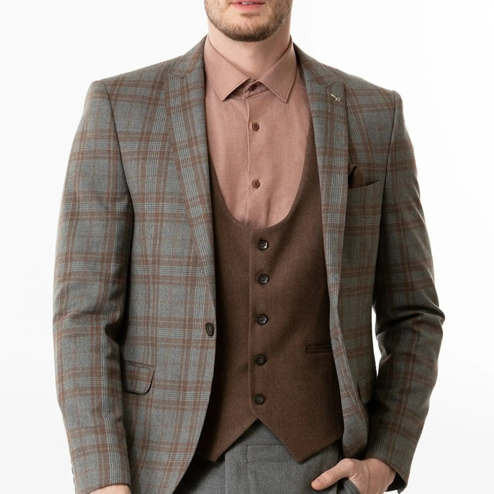 Lodevole Mens Slim Fit Vest Chocolate Brown Front View