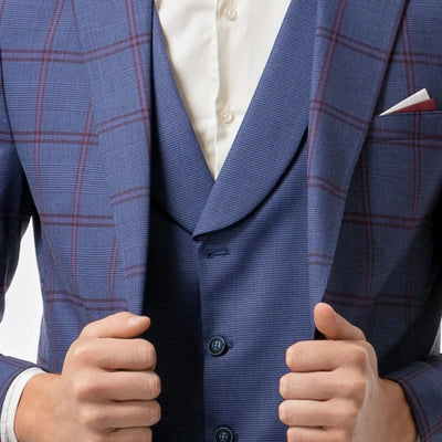 Lodevole Mens Slim Fit Vest Dark Blue Close Up View