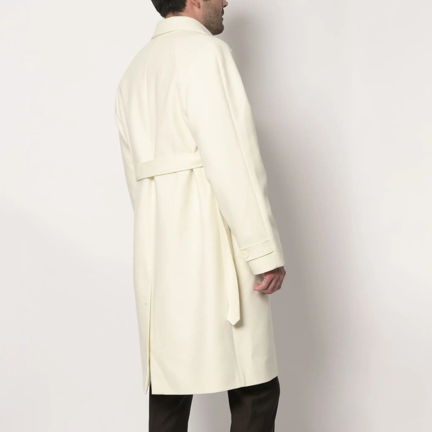 Lodevole Men's Winter Overcoat Ivory Cream Back