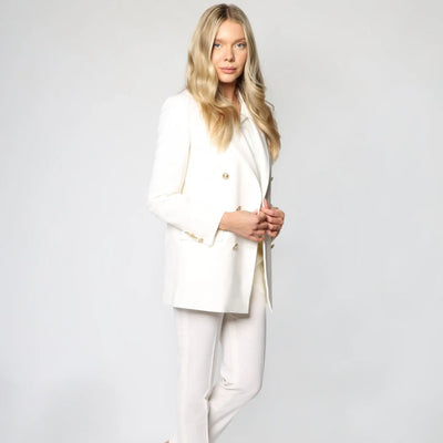 Lodevole Womens Here for Business Blazer White Side View Closed Flaps