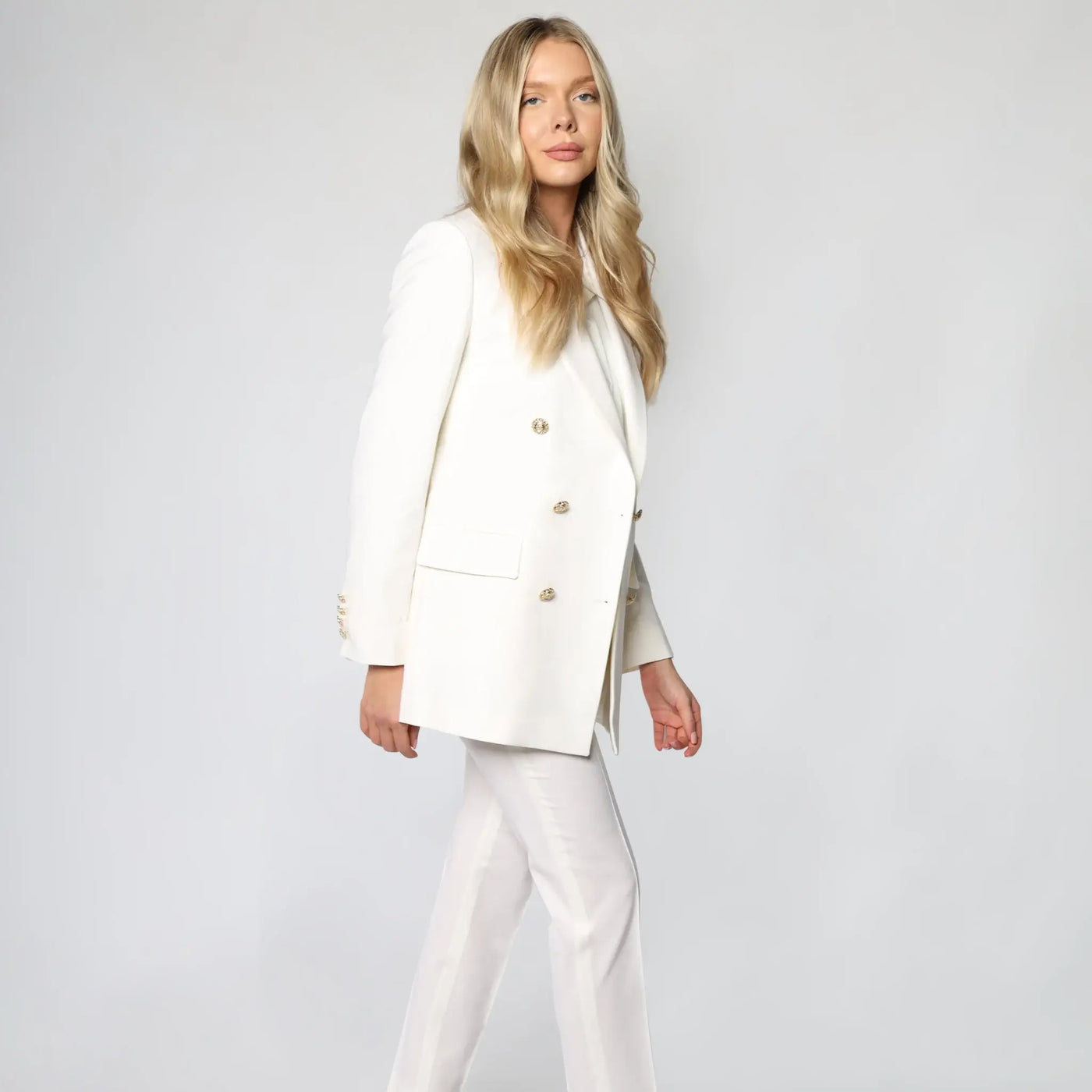 Lodevole Womens Here for Business Blazer White Walking Stance