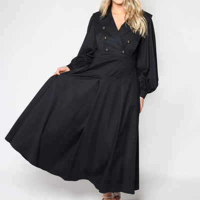 Lodevole Womens Luxe Perfection Dress Black Front View Right Skirt Lifted