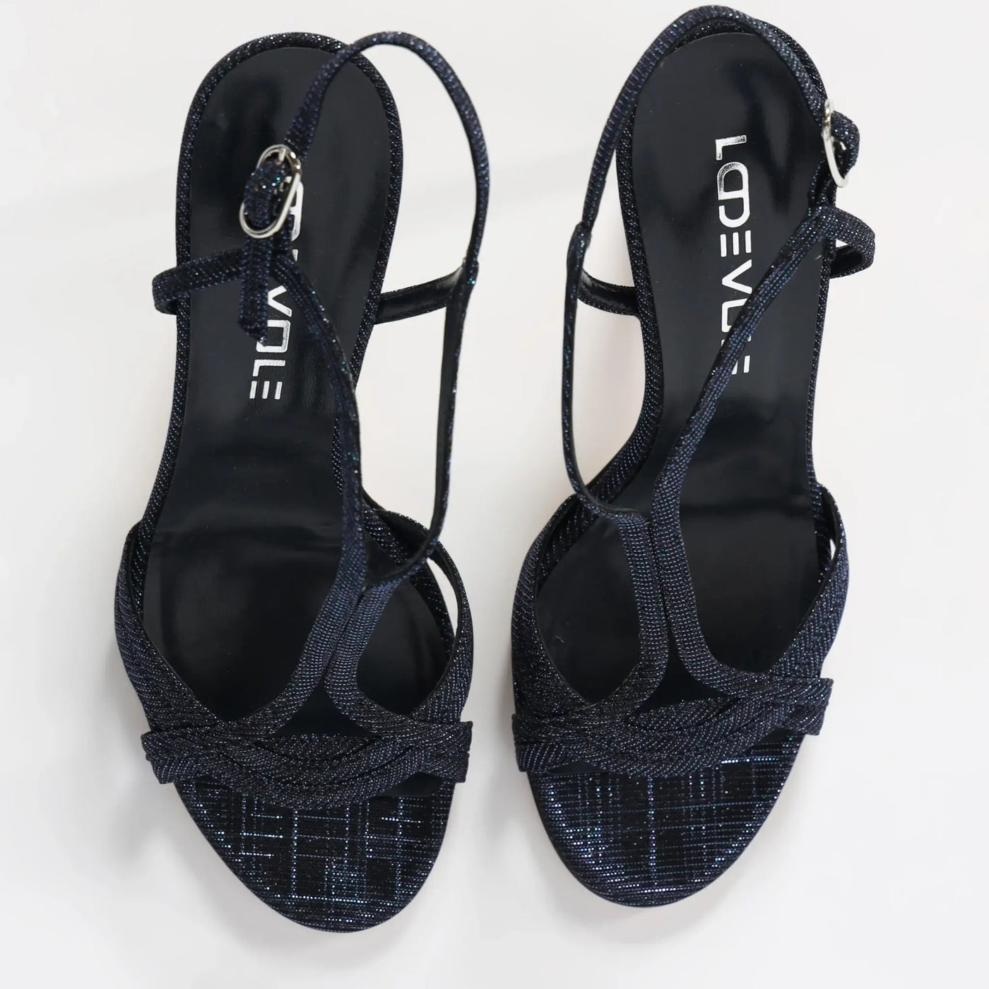 Lodevole Womens Midnight Glitz Sandals Blue Above View