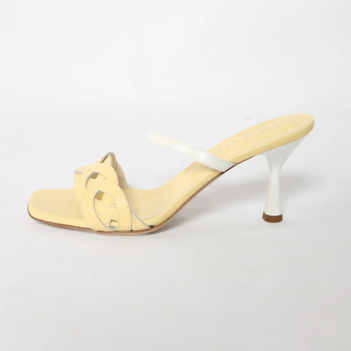 Lodevole Womens Spring Alert Mules Yellow Left Side View