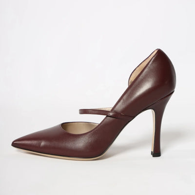 Lodevole Womens Statement Style Pumps Burgundy Left Side View