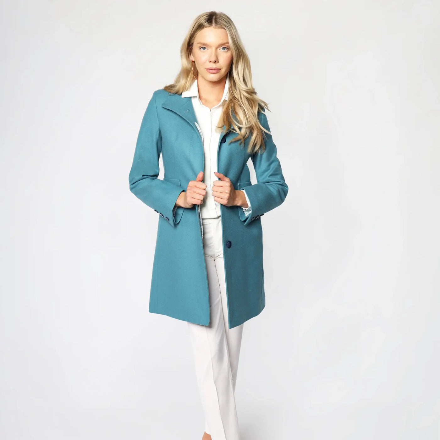Lodevole Women's True Classic Winter Coat Turquoise Front Open