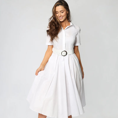 Lodevole Womens Victorian Elegance Dress White Front Looking Down