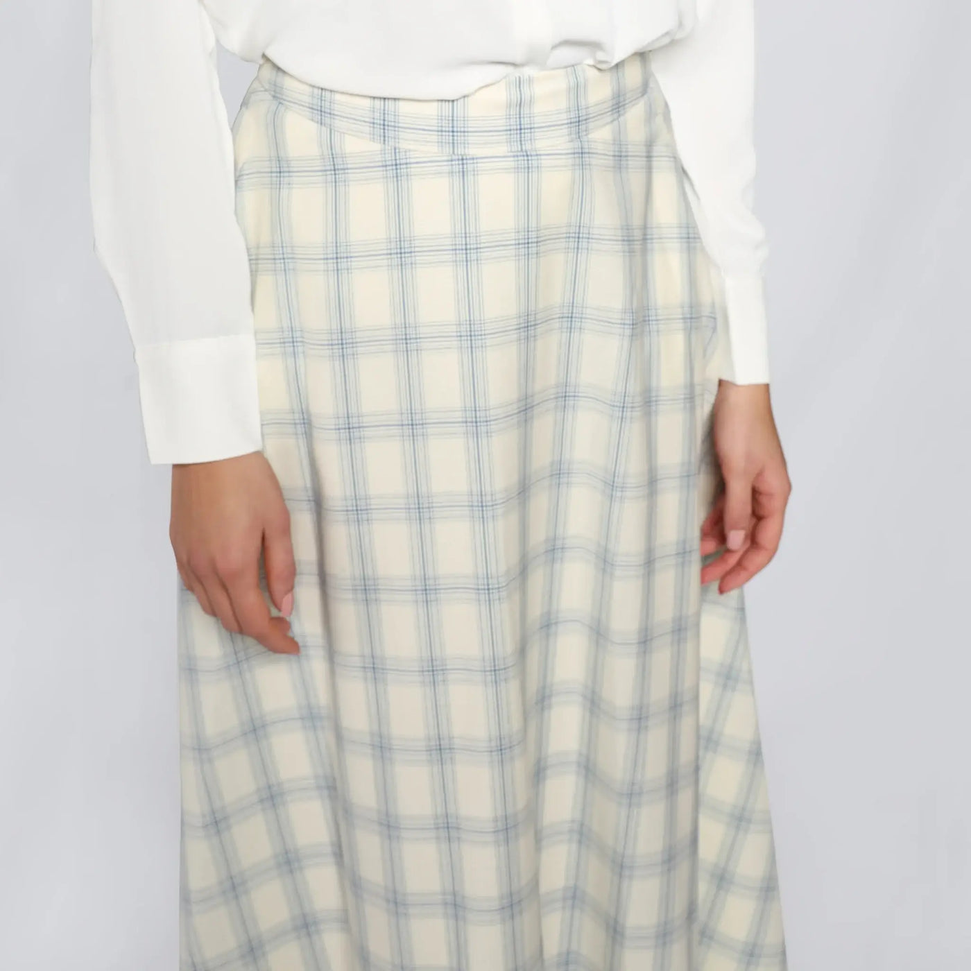 Ivory Window Pane Italian Women's Maxi Skirt