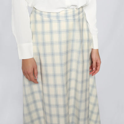 Ivory Window Pane Italian Women's Maxi Skirt