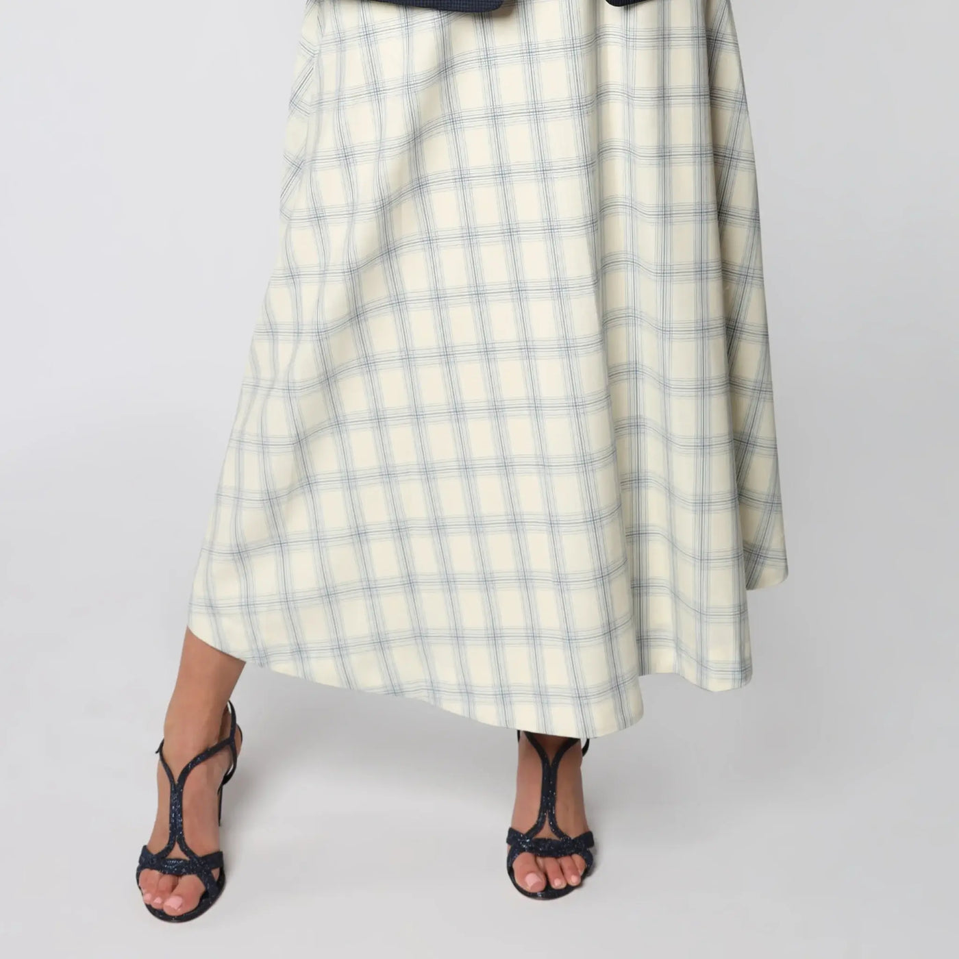 Falda maxi de mujer italiana con panel de ventana de marfil