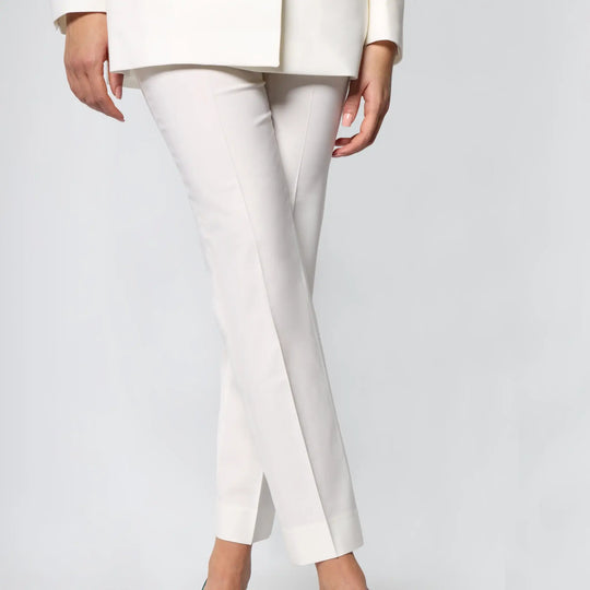 Womens Lodevole Here to Rule Trousers White Front View Legs Crossed