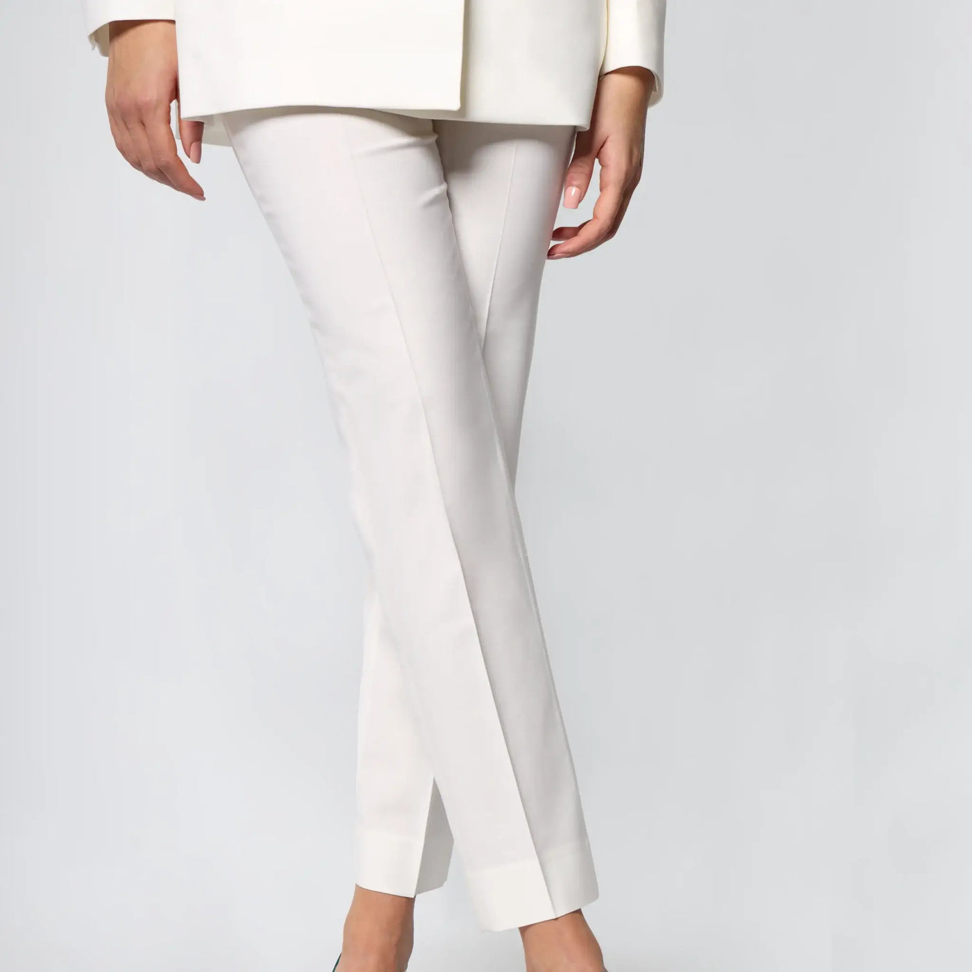 Womens Lodevole Here to Rule Trousers White Front View Legs Crossed