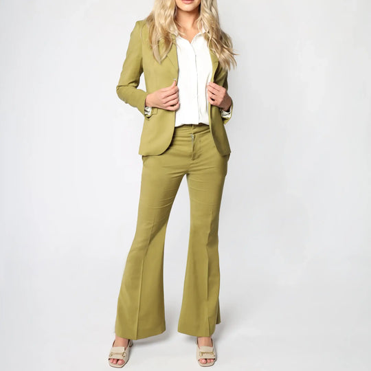 Womens Lodevole New Rules Trousers Green Front View Outfit